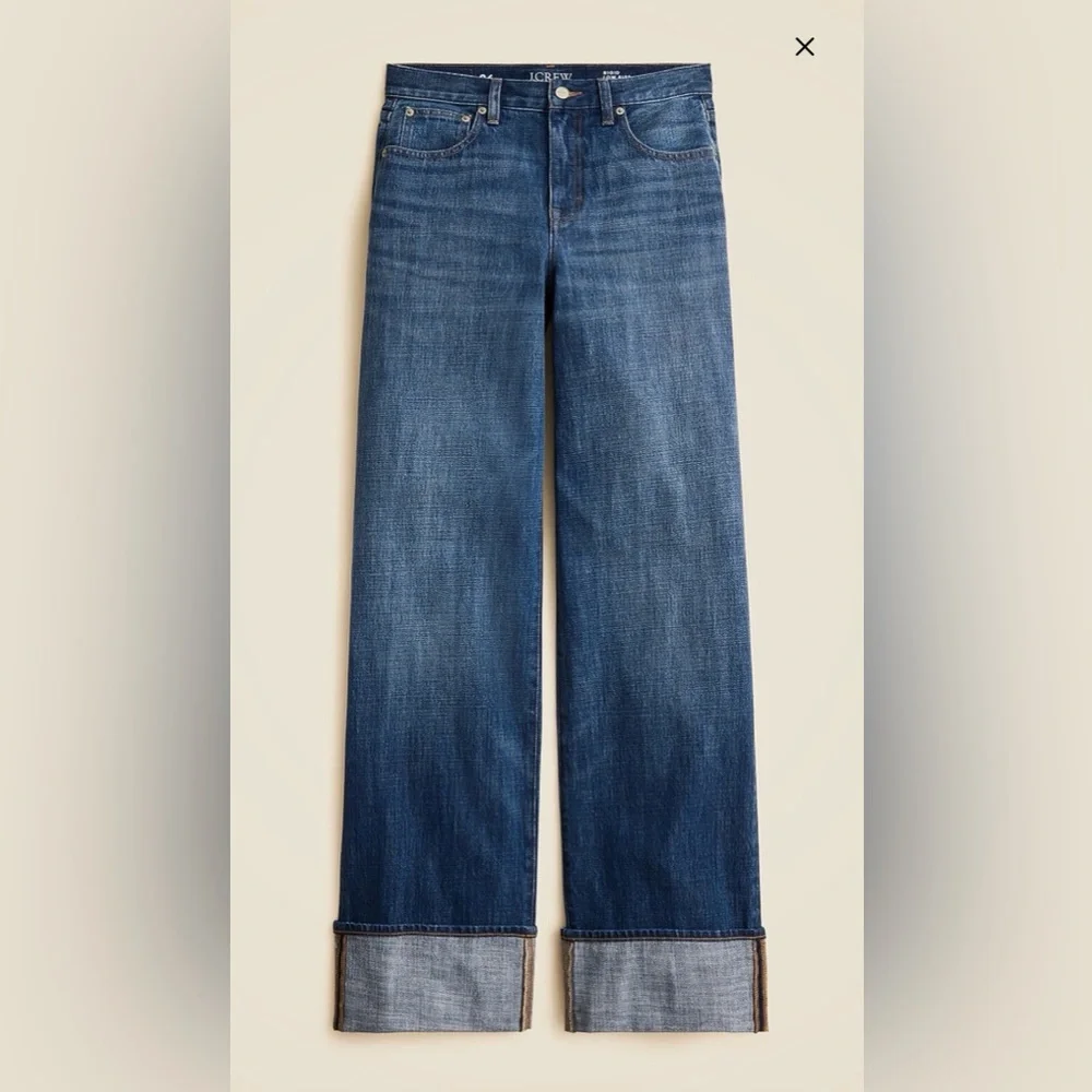 JCREW Cuffed lower-rise wide-leg Rigid  jean